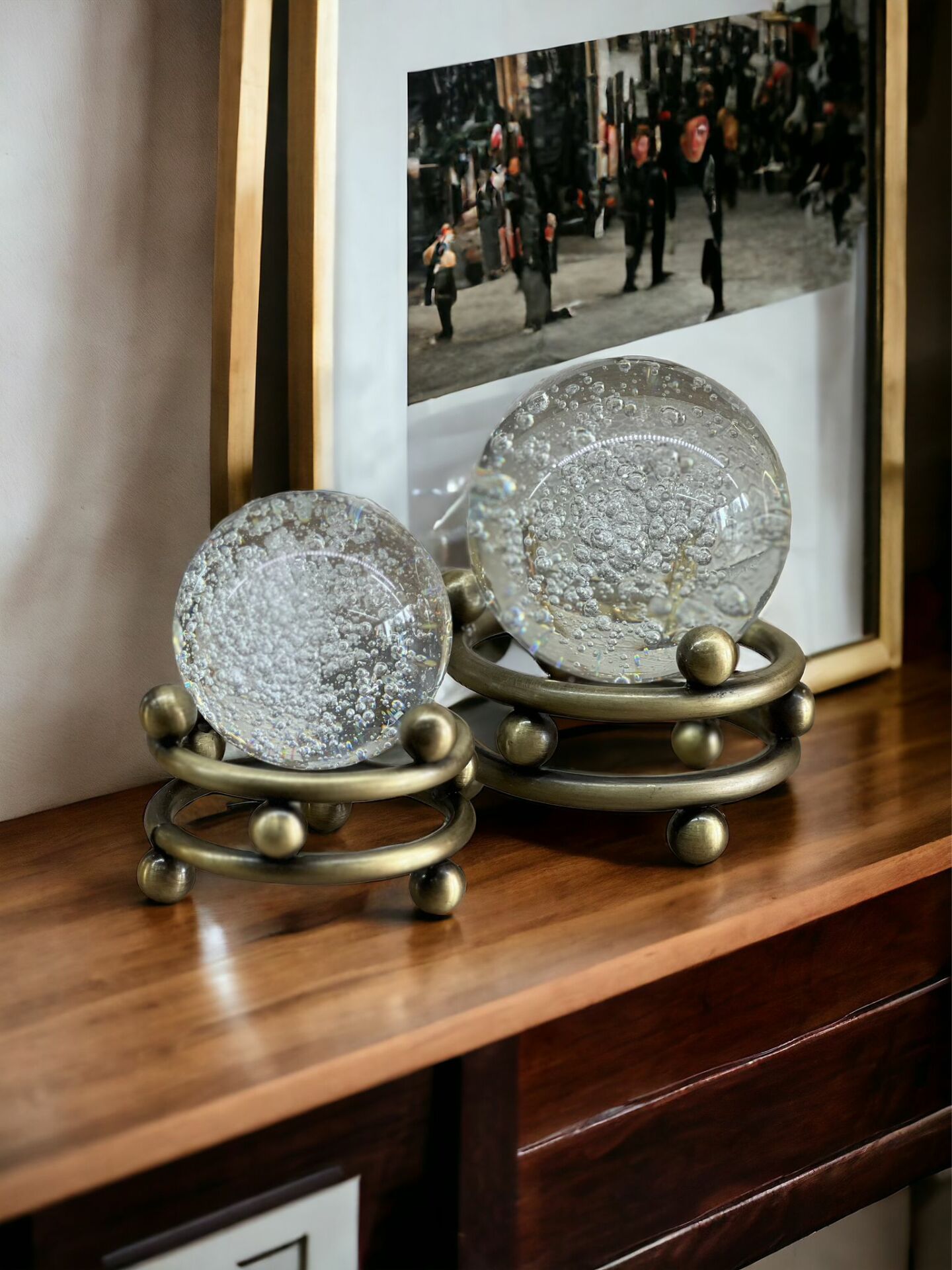 2 Li Noktalı Metal Kristal Top Küre