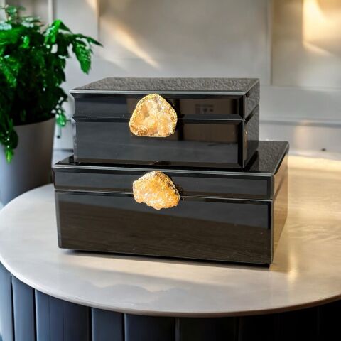 2'li Cam Kutu Doğal Taş Model