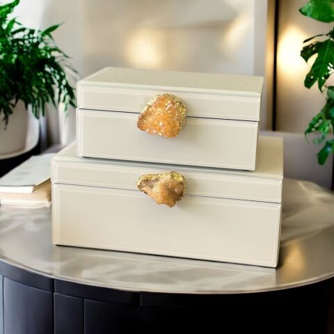 2'li Cam Kutu Doğal Taş Model