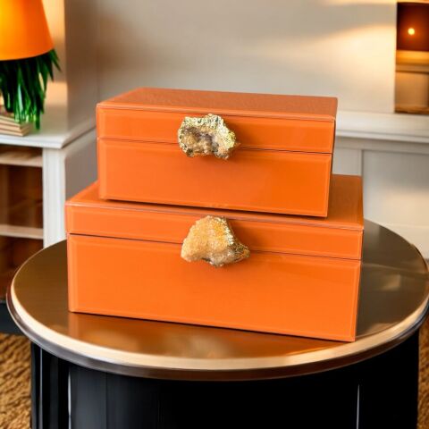 2'li Cam Kutu Doğal Taş Model