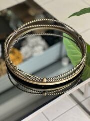 Zincir Aynalı Metal Cam Tepsi