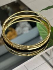 Zincir Aynalı Metal Cam Tepsi