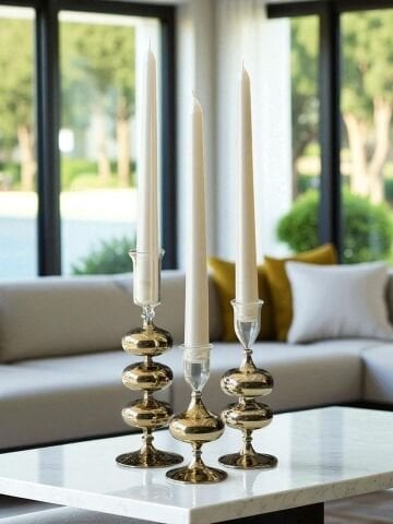 3'lü Boğumlu Şamdan Mumluk & Mum