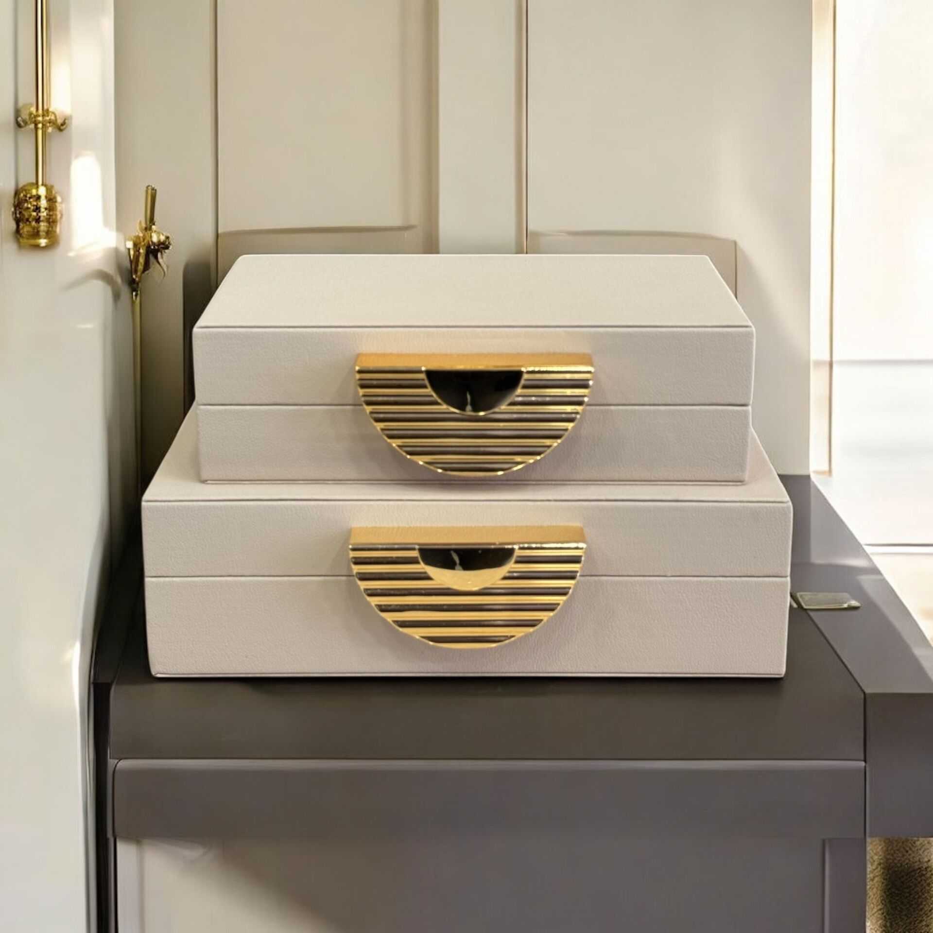 2'li Deri Kutu Arma Gold – Dekoratif Set