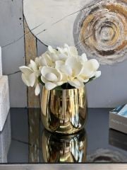 Yapay Manolya Çiçekli Cezve Saksı