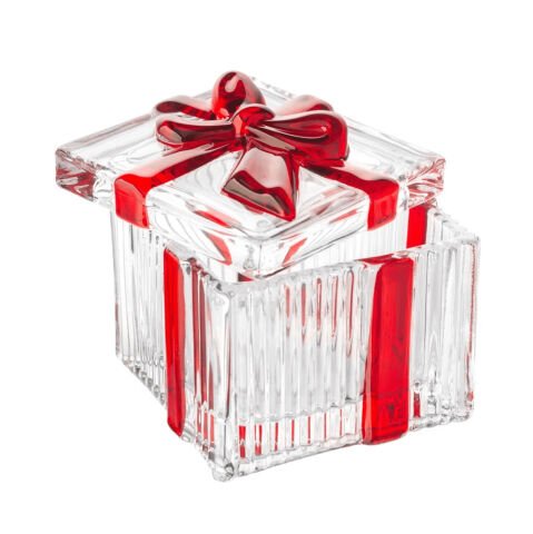 2'li Fiyonk Kare Model Kapaklı Cam Kutu Şekerlik Renkli