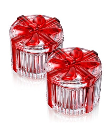 2'li Fiyonk Yuvarlak Model Kapaklı Cam Kutu Şekerlik Renkli