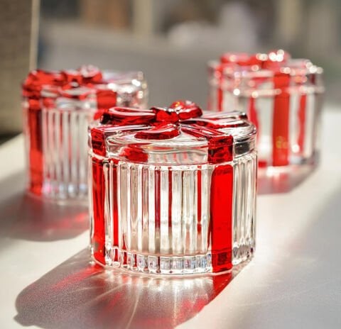 2'li Fiyonk Yuvarlak Model Kapaklı Cam Kutu Şekerlik Renkli