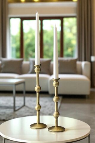 Dekoratif 2’li İnci Mumluk Seti (Mum Dahil) – Eskitme