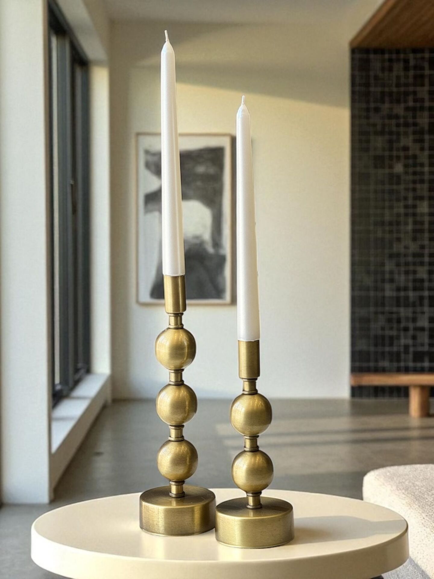 Dekoratif 2’li Top Şamdan Seti (Mum Dahil) - Renk Seçenekli