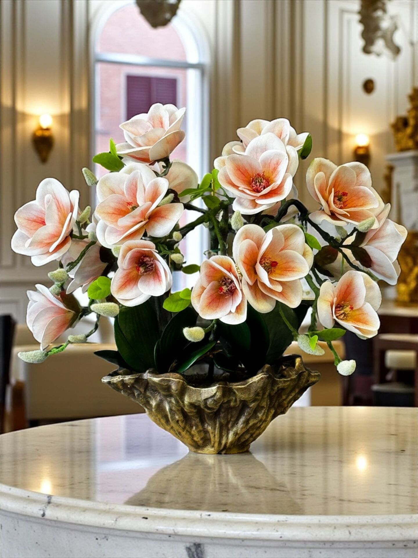 Amrof Döküm Saksı 6'lı Manolya Aranjmanı – Eskitme