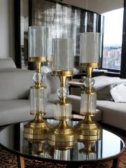 3 Lü Kristal Cam Şamdan & Mumluk Nazende