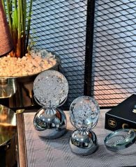 Dekoratif 2 Li Metal Ahtapot Kristal Top Küre Biblo & Obje