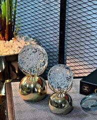 Dekoratif 2 Li Metal Ahtapot Kristal Top Küre Biblo & Obje