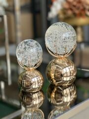 Dekoratif 2 Li Metal Ahtapot Kristal Top Küre Biblo & Obje