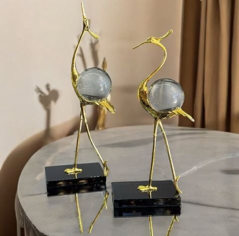2’li Dekoratif Kristal Küreli Kuğu Seti