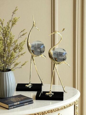 2’li Dekoratif Kristal Küreli Kuğu Seti