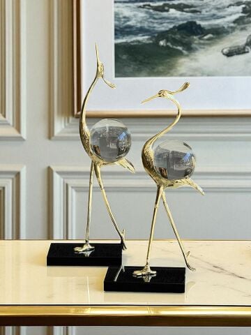 2’li Dekoratif Kristal Küreli Kuğu Seti