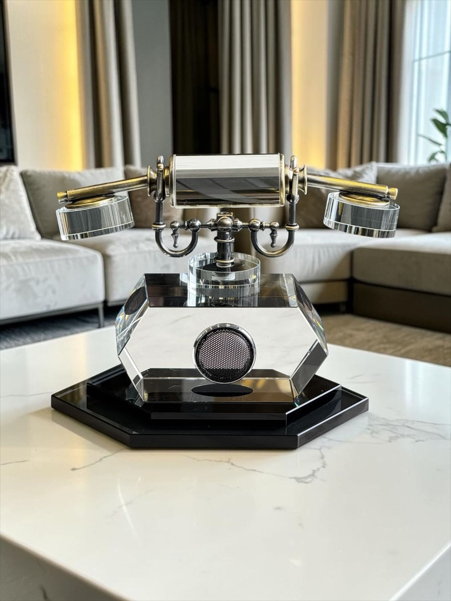 Dekoratif Modern Kristal Cam Telefon Obje 6