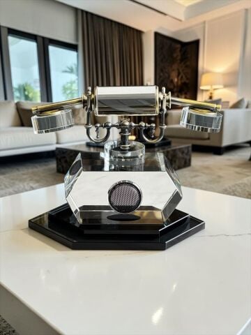 Dekoratif Modern Kristal Cam Telefon Obje 6