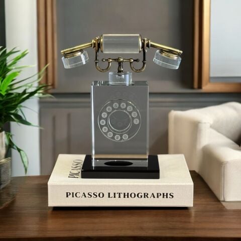 Dekoratif Modern Kristal Cam Telefon Obje 8
