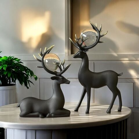 2'li Dekoratif Geyik Aksesuar & Biblo Takımı