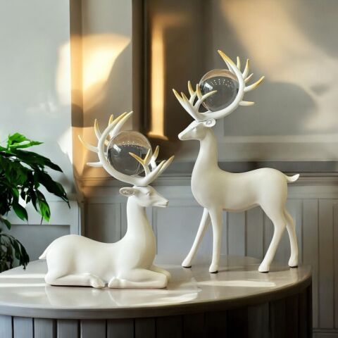 2'li Dekoratif Geyik Aksesuar & Biblo Takımı