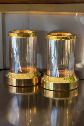 Dekoratif 2 Li Kristal Şamdan & Mumluk Gold
