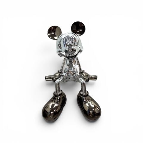 Oturan Mickey Mouse Premium Obje – Gümüş & Antrasit