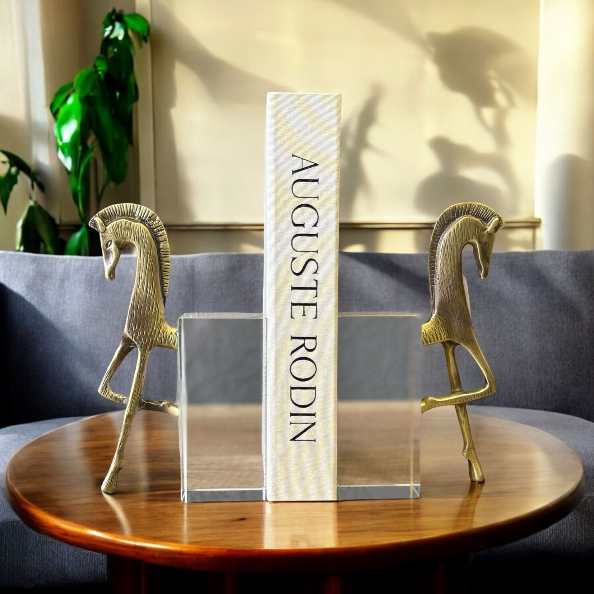 Kristalli Truva Atı Döküm Kitap Tutucu Takımı Eskitme