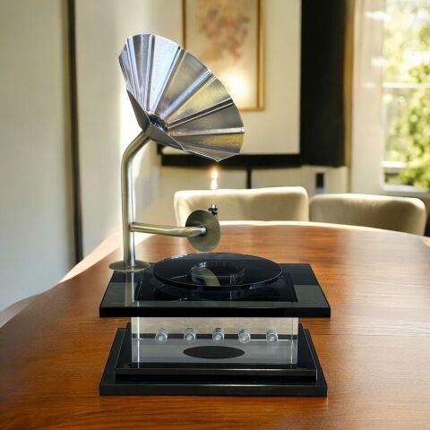Dekoratif Kristal Gramafon Obje