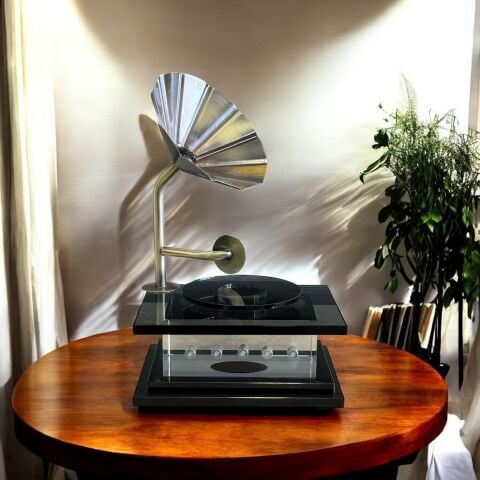 Dekoratif Kristal Gramafon Obje