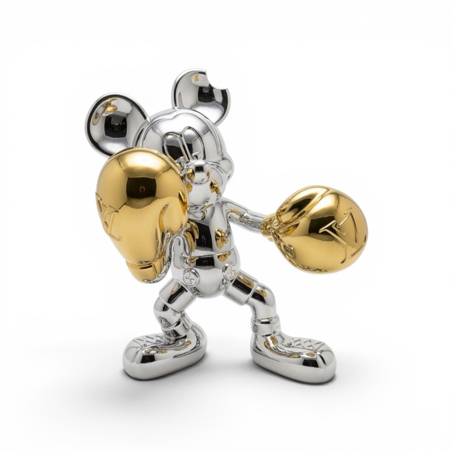 Mickey Mouse Boksör Chrome Figür – Gümüş & Gold