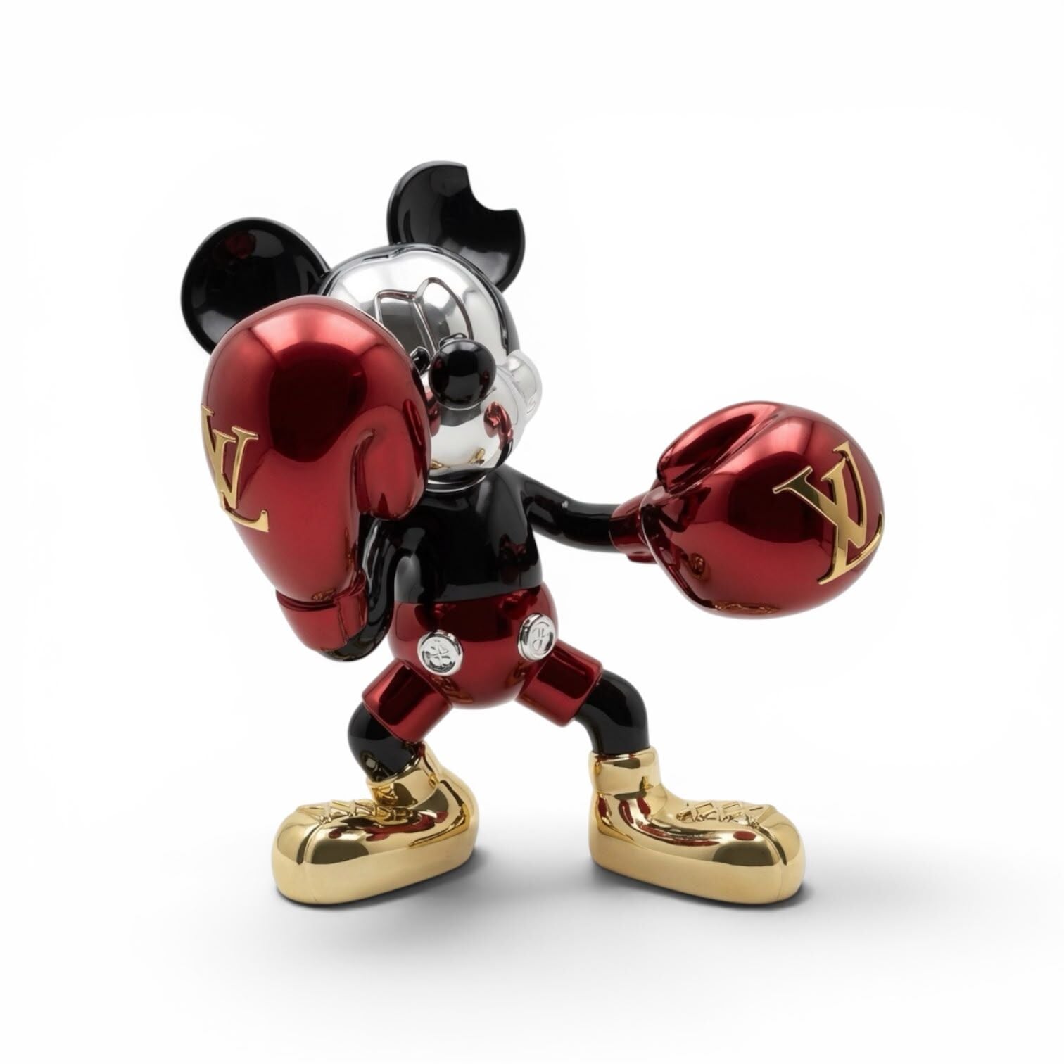 Mickey Mouse Boksör Chrome Figür – Siyah & Red