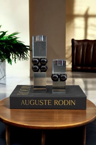 2'li Kristal Boncuklu Mumluk Füme