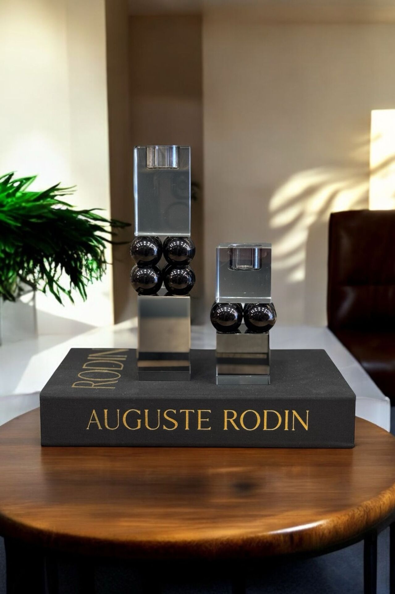 2'li Kristal Boncuklu Mumluk Füme