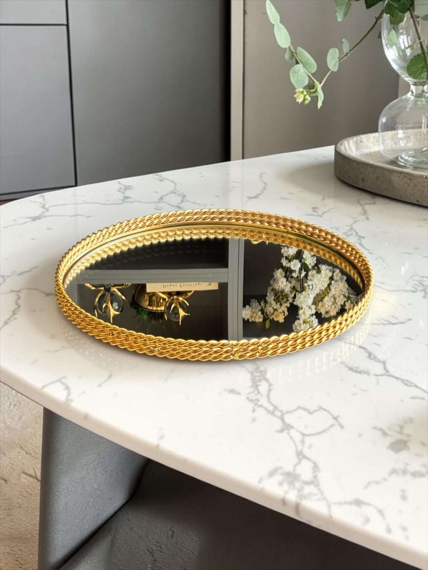 Burgu Yuvarlak Tepsi (36cm) Gold