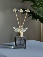 Dekoratif Kristal Cam Koku Şişesi 100cc Füme/Gold