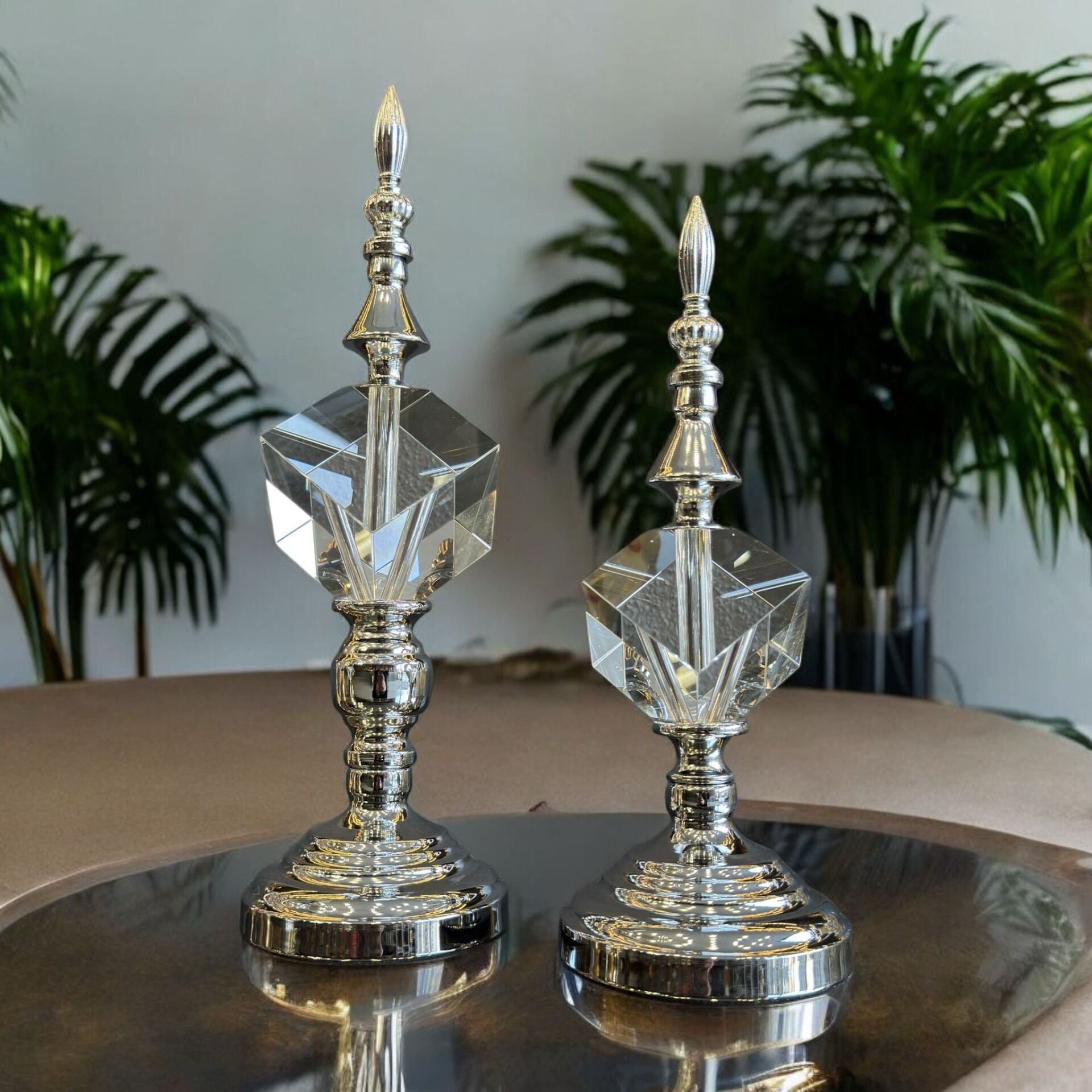 Dekoratif 2'li Küp Küre Gümüş