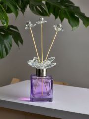 Dekoratif Kristal Cam Koku Şişesi 100cc Mor/Gümüş