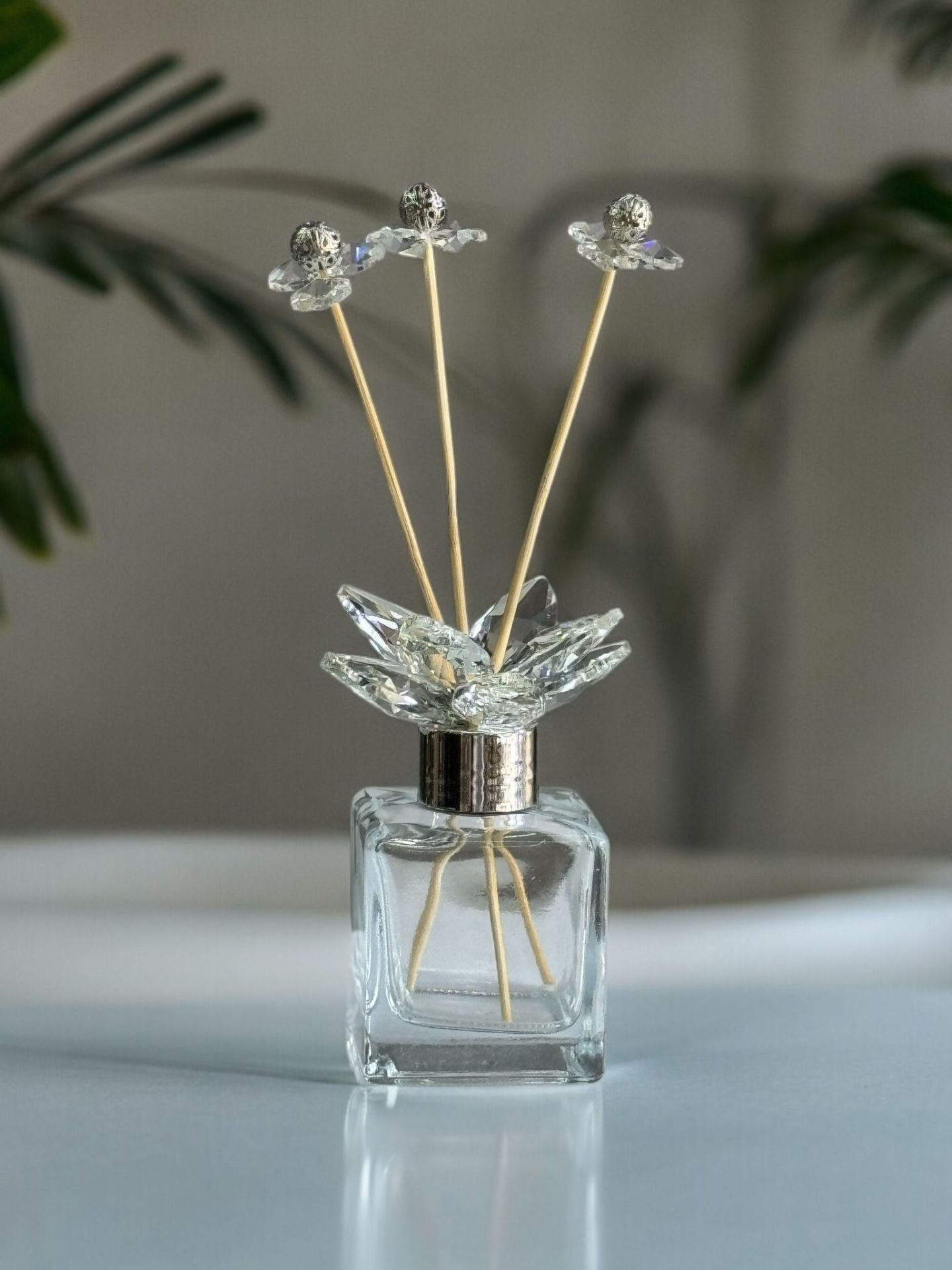 Dekoratif Kristal Cam Koku Şişesi 100cc Sade/Gümüş