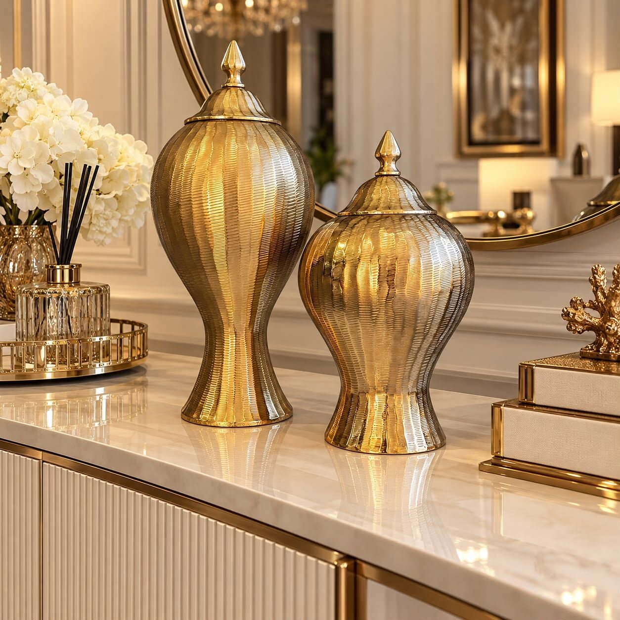 2'li Premium Alüminyum Döküm Dekoratif Küp – Gold