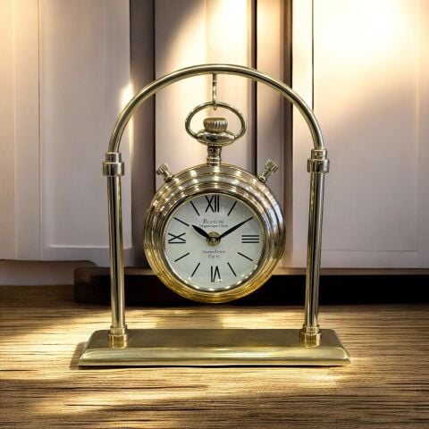 Standlı Metal Masa Saati Gold