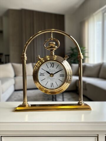 Standlı Metal Masa Saati Gold