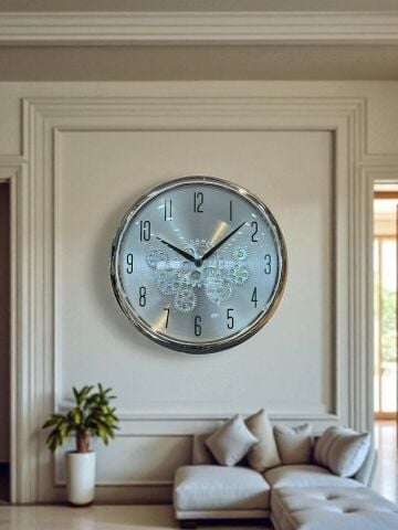 Çarklı Saat Gümüş 35cm
