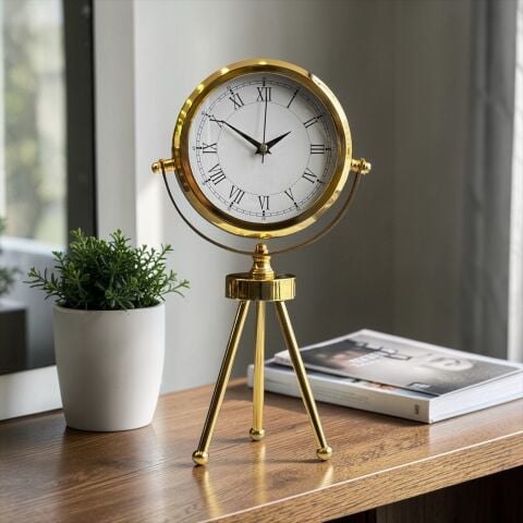 3 Ayak Roma Rakamlı Tripod Masa Saati - 4 Renk Seçenekli