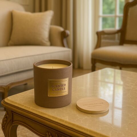 Deri Bardak Kokulu Mum