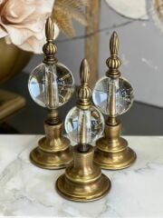 3'lü Metal Cam Küre Alem Obje Düz