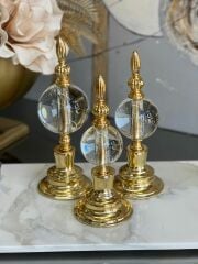 3'lü Metal Cam Küre Alem Obje Düz