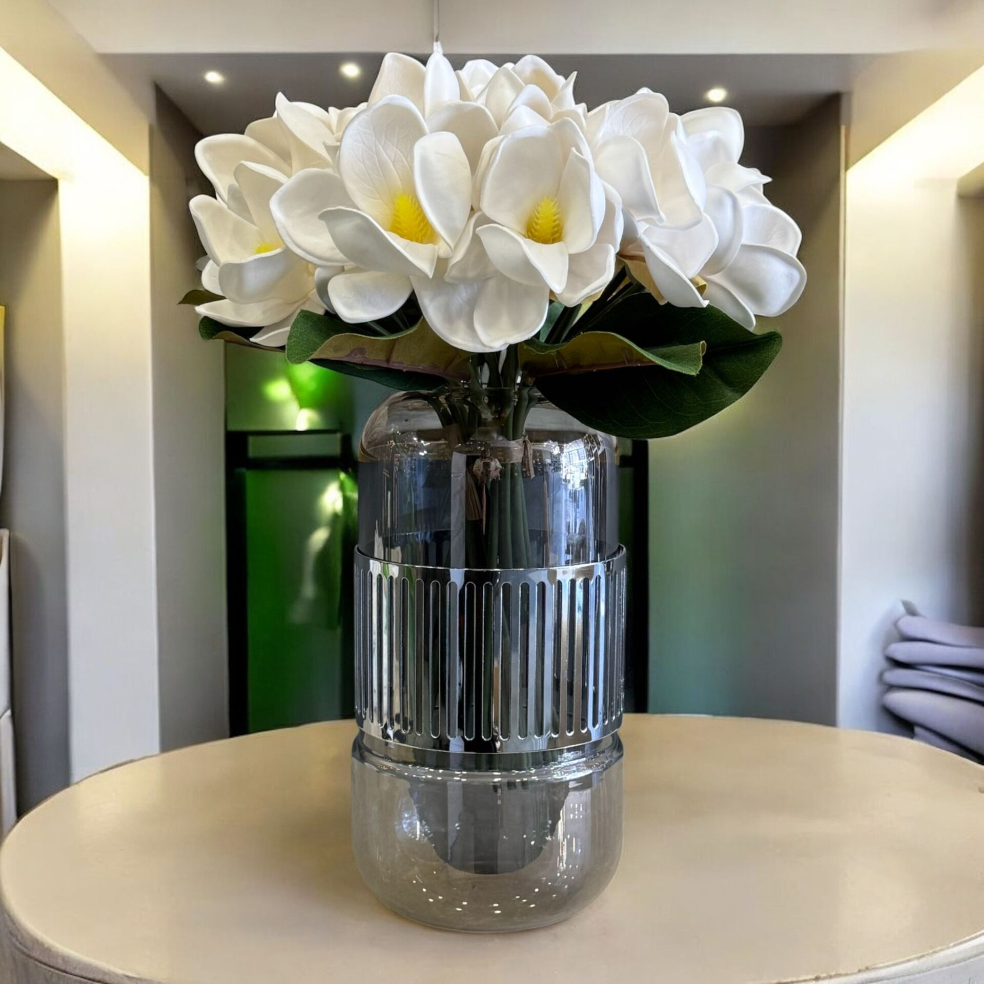 Cam Vazo Orta Manolya Aranjmanı 3'lü